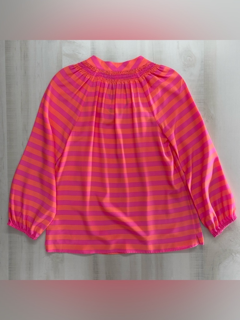 nwt LILLY PULITZER Elsa silk tunic blouse flowy top striped pink orange M - Picture 7 of 7